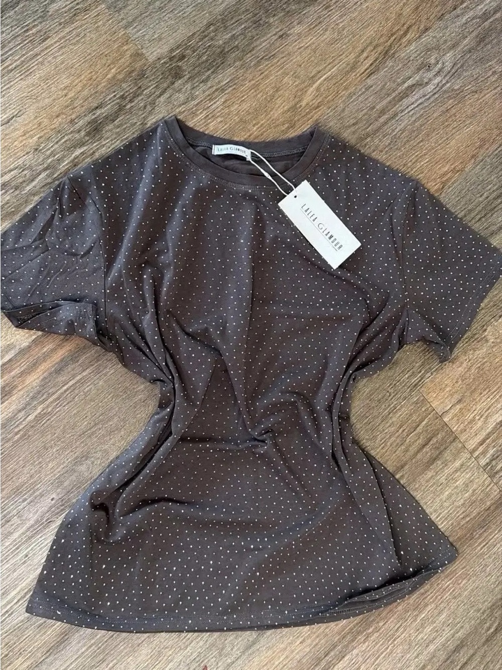 Brown Polka Dot Short Sleeve Top